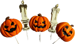Set 5 decoratiuni comestibile din pasta de zahar, Halloween, dovleci si lumanari Decoratiuni din Pasta de Zahar Naty Shop