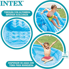 Intex 57176NP - Centre de jeu gonflable Baleine, vinyle, bleu, 373x234x99 cm