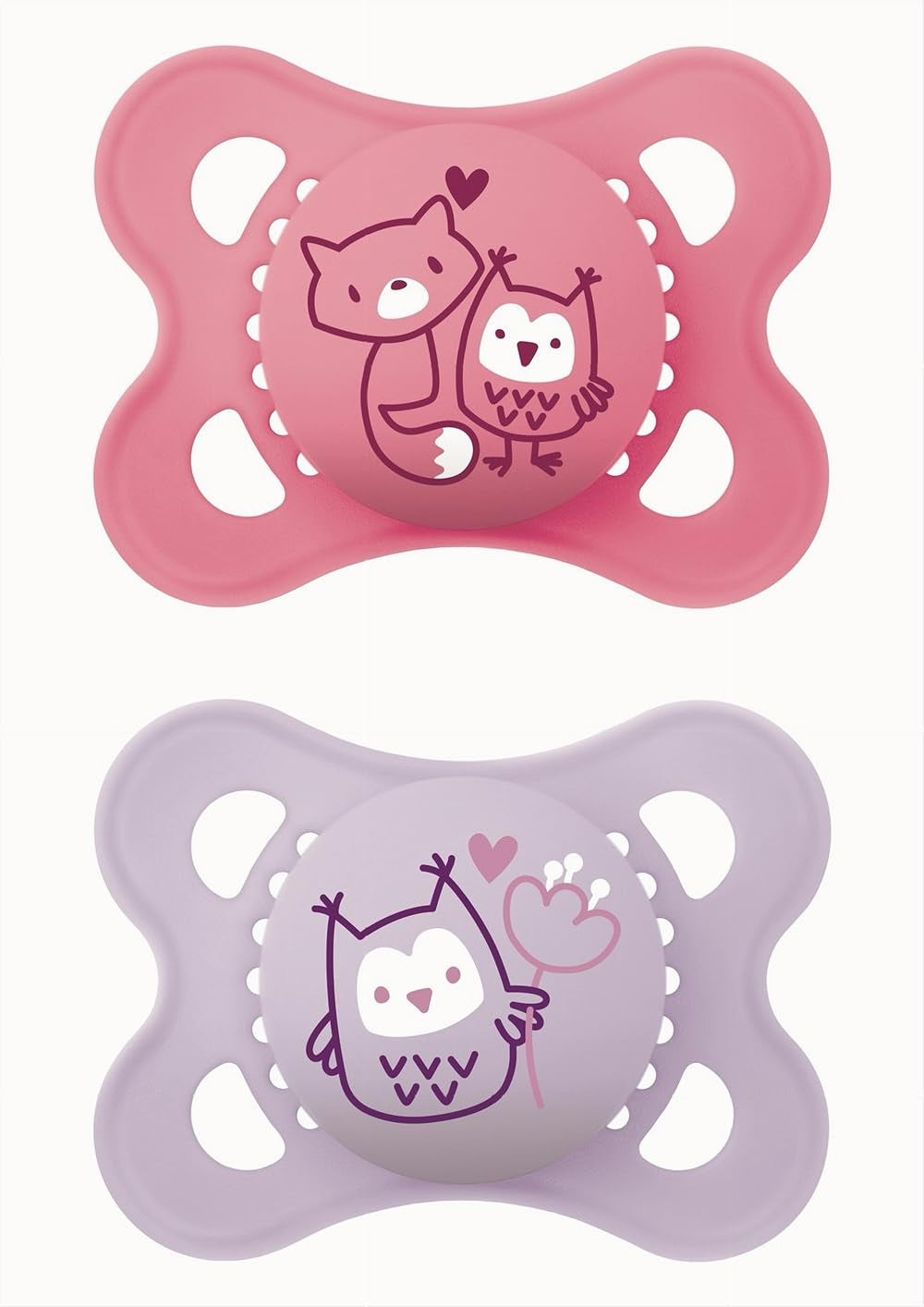 Sucette MAM en caoutchouc naturel, 2-6 mois, avec tétine symétrique, plate et flexible, avec boîte auto-stérilisante, neutre mat, 2 pièces