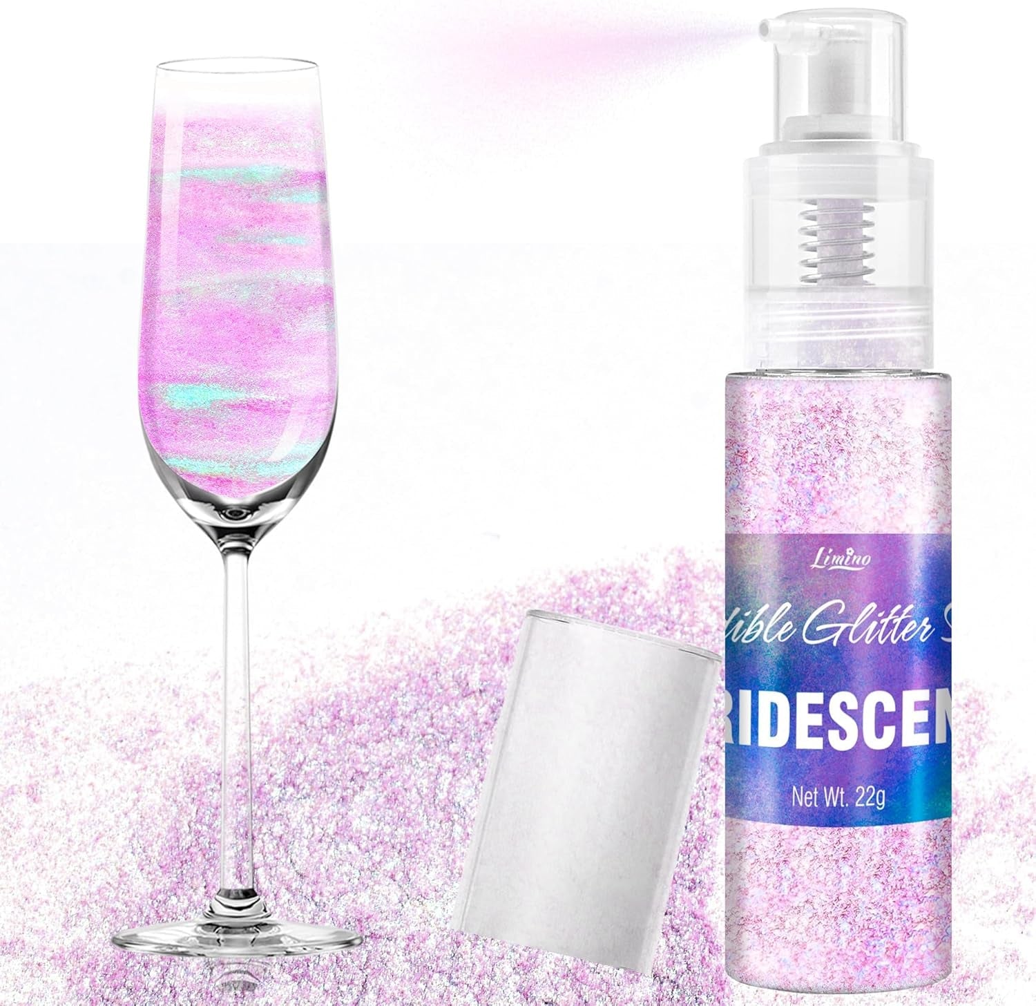 Spray de Paillettes Comestibles - 22G Paillettes Comestibles, Poudre de Paillettes Comestible pour Boissons, Décorations de Gâteaux, Macarons - Poudre de Paillettes Colorantes Alimentaires, Paillettes Comestibles pour Cocktails, Muffins (Rose)