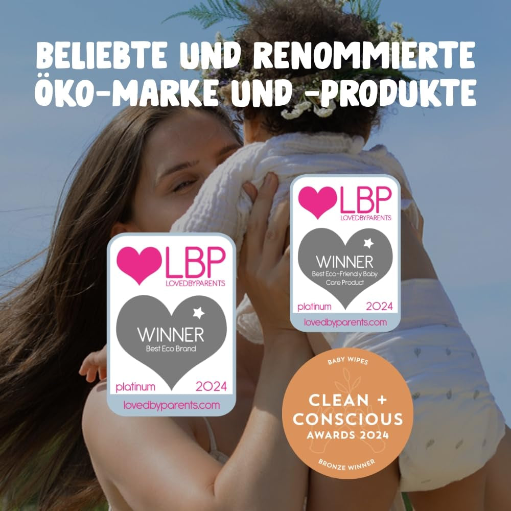 Lingettes Naty pour bébé | 100 % à base de plantes et sans parfum pour les peaux sensibles | Lingettes sans plastique et certifiées compostables avec de l'eau purifiée à 98 % | 672 lingettes (12 paquets)