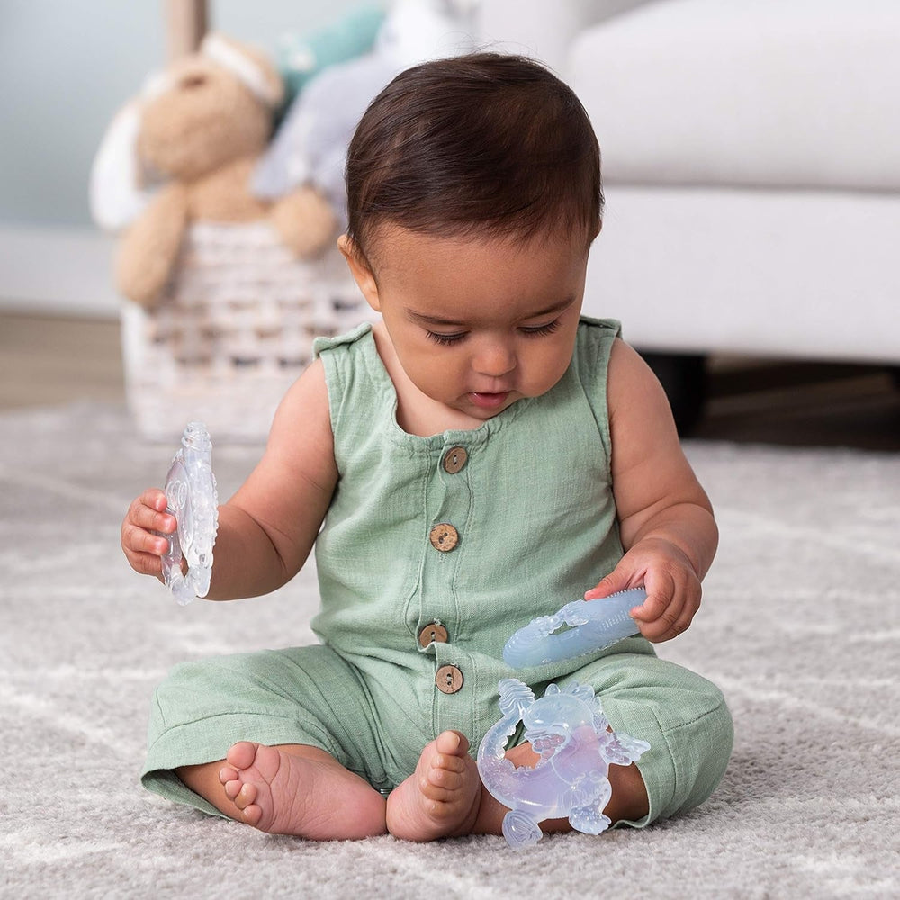 Infantino 316564-01 Anneaux de dentition transparents Infantino - Anneau de dentition souple, en matériau non toxique, pour le développement sensoriel et le soutien de la dentition, multicolore