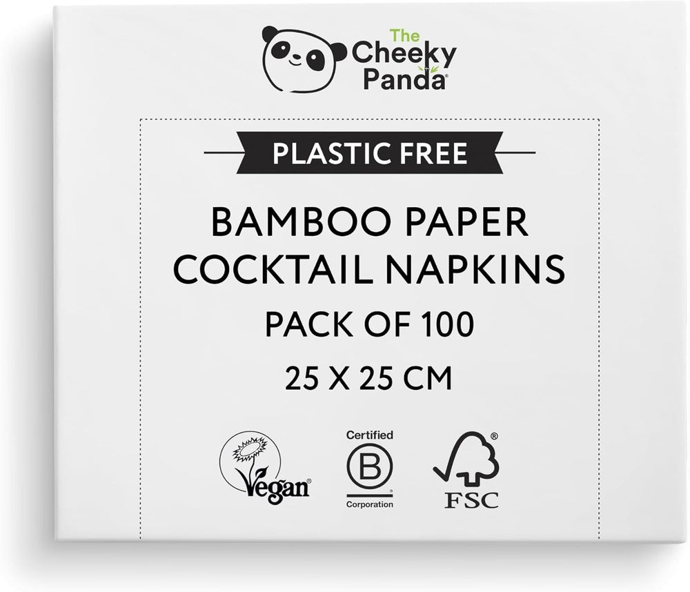 Les serviettes de cocktail en bambou Cheeky Panda | serviettes blanches 100 pièces serviettes en papier