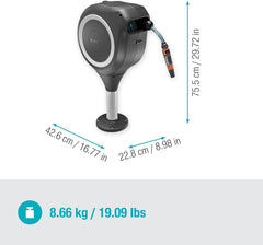 Gardena RollUp M Terrace Hose Box : Boîte résistante aux intempéries avec technologie d'enroulement et tuyau de 20 m pour l'arrosage des jardins en terrasse de taille moyenne, enroulement automatique, blanc (18615-20)