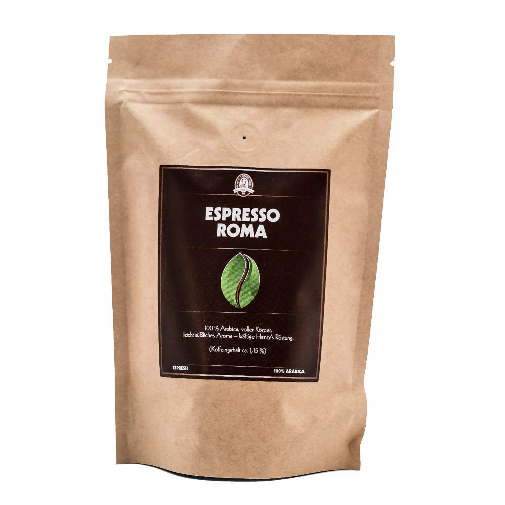 Henry's Espresso Roma 500g - torréfaction légère - corsé - faible acidité - qualité raffinée - grains de café directement du fermier