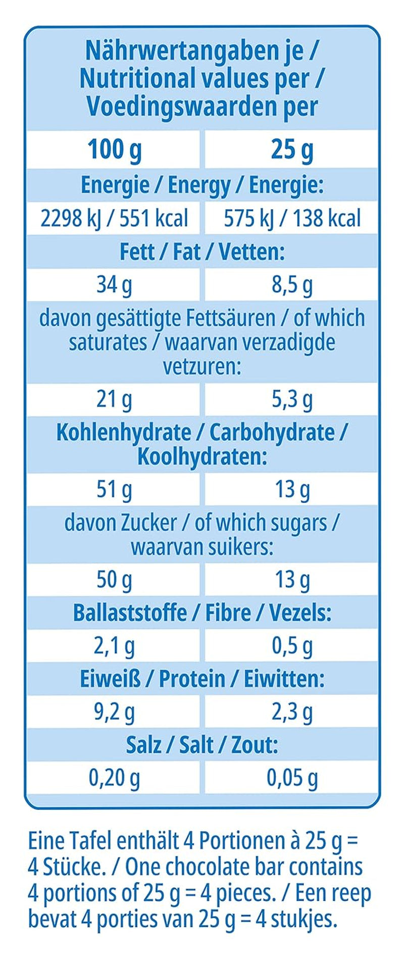 CHOCOLAT frankonia Chocolat au lait entier sans lactose ni gluten, 100 g