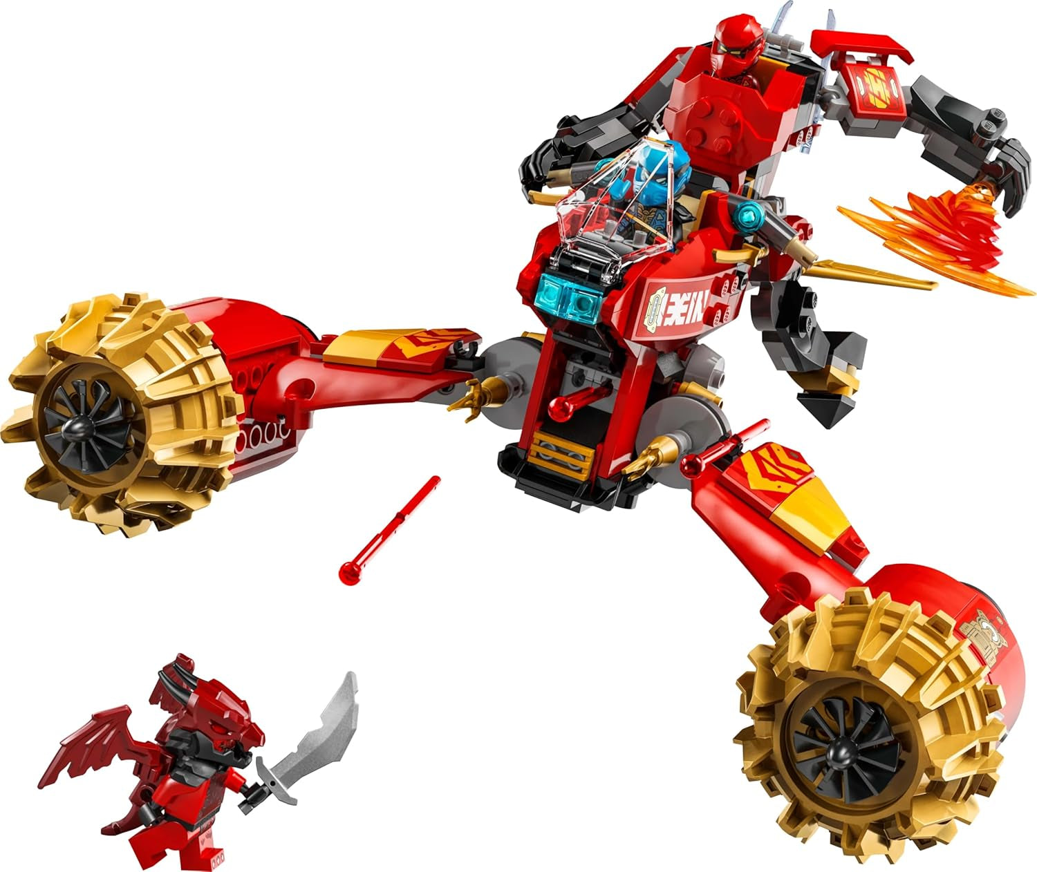 LEGO NINJAGO Kai's Storm Rider Mech - Moto volante avec 3 figurines - Mech avec tête, bras et jambes mobiles - Jouet de construction - Cadeau pour garçons et filles à partir de 7 ans 71830 Jeux de construction Besuche den LEGO-Store