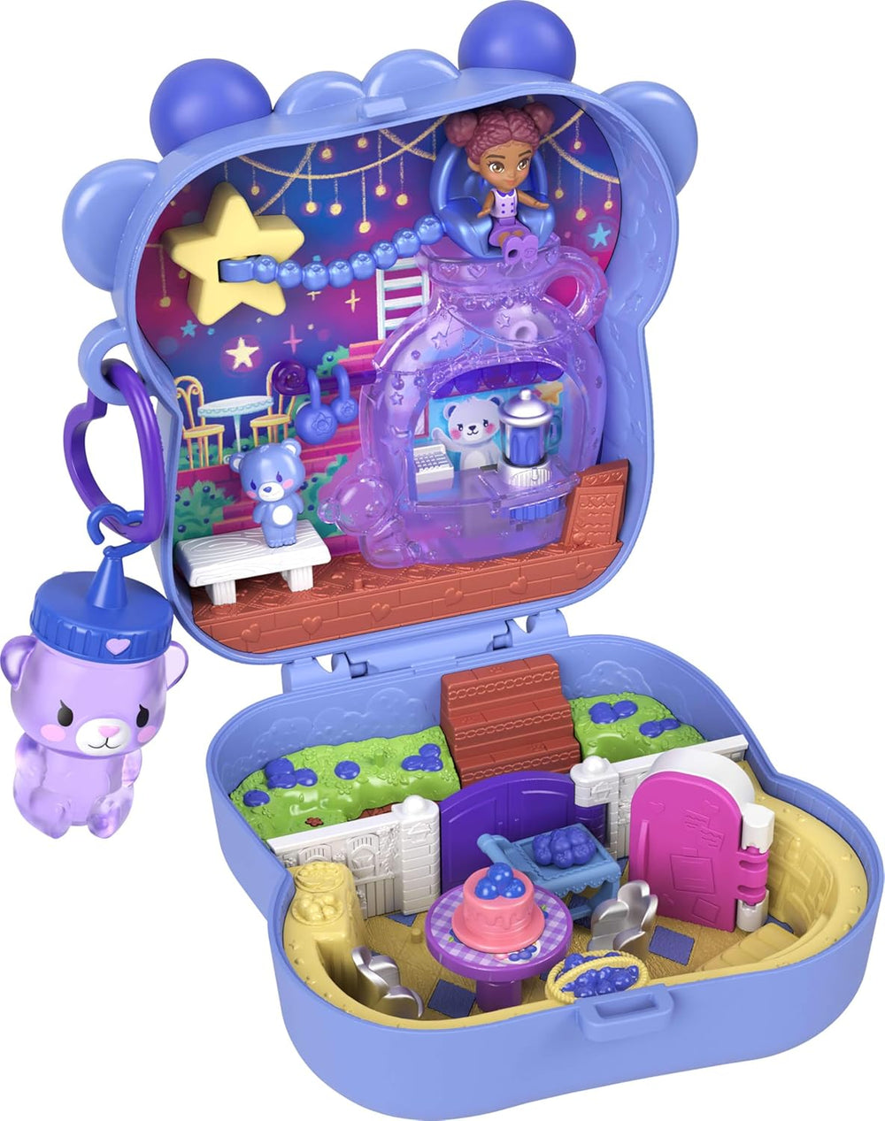 Polly Pocket Puppen und Spielset, Beste Blaubeeren-Freunde Schatulle, Reisespielzeug mit 1 Mikropuppe, Haustier und Zubehörteilen mit Obstmotiven, JKC48