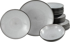 CreaTable, 23964, Série Malmö, Ensemble de cuisine 18 pièces pour 6 personnes, Ensemble de caisses en bois, Machine à laver et four à micro-ondes, Produit de qualité