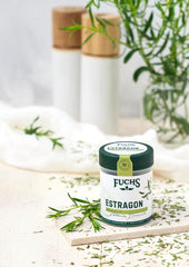 Fuchs Gewürze - Estragon gerebelt - Französisches Kraut zur Verfeinerung von Saladen, Sauce Hollandaise ou Rührei - ingrédients naturels - 10 g dans une dose variable, recyclable
