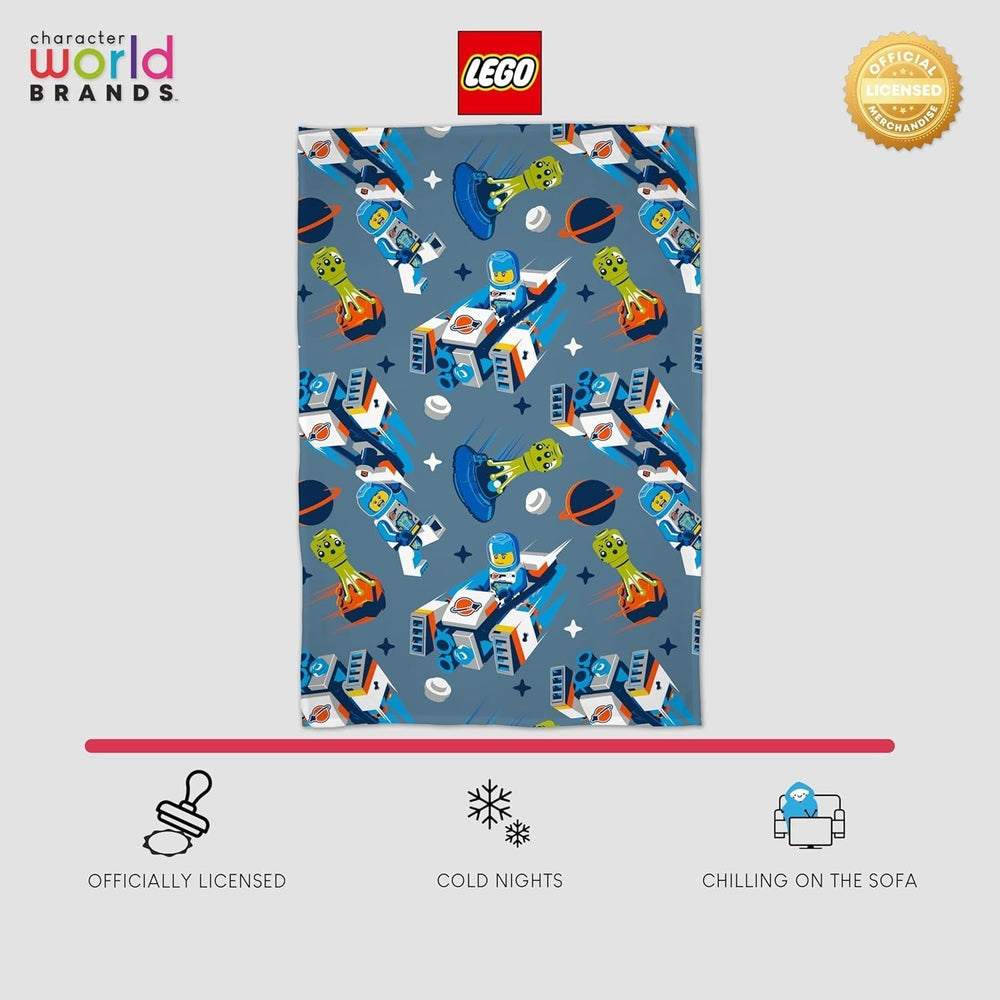 Character World Official Lego® City Fleece Blanket, Super Soft, Warm Blue Throw, Cityspace Design, Perfect pentru dormitoare, camping și dormit, 100 X 150 Cm Paturi si Cuverturi Besuche den Character World-Store
