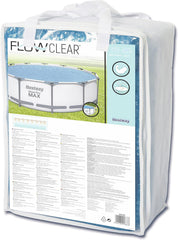 Bestway Flowclear Couverture Solaire pour Piscine, Ø 356 cm, pour Piscines Hors Sol Rondes de 366 cm et 396 cm, Bleu, 58242