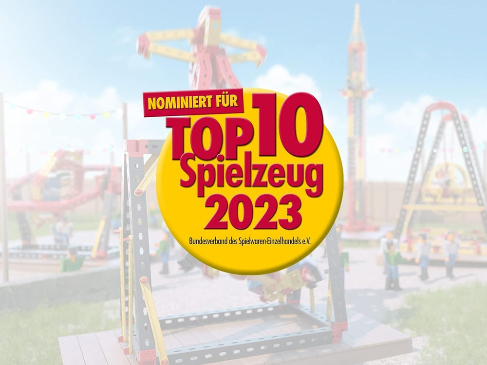 fischertechnik 569019 Advanced Crazy Rides - Bausatz Freizeitpark, Baukasten mit Karussell et Free Fall Tower, enfants à partir de 8 ans