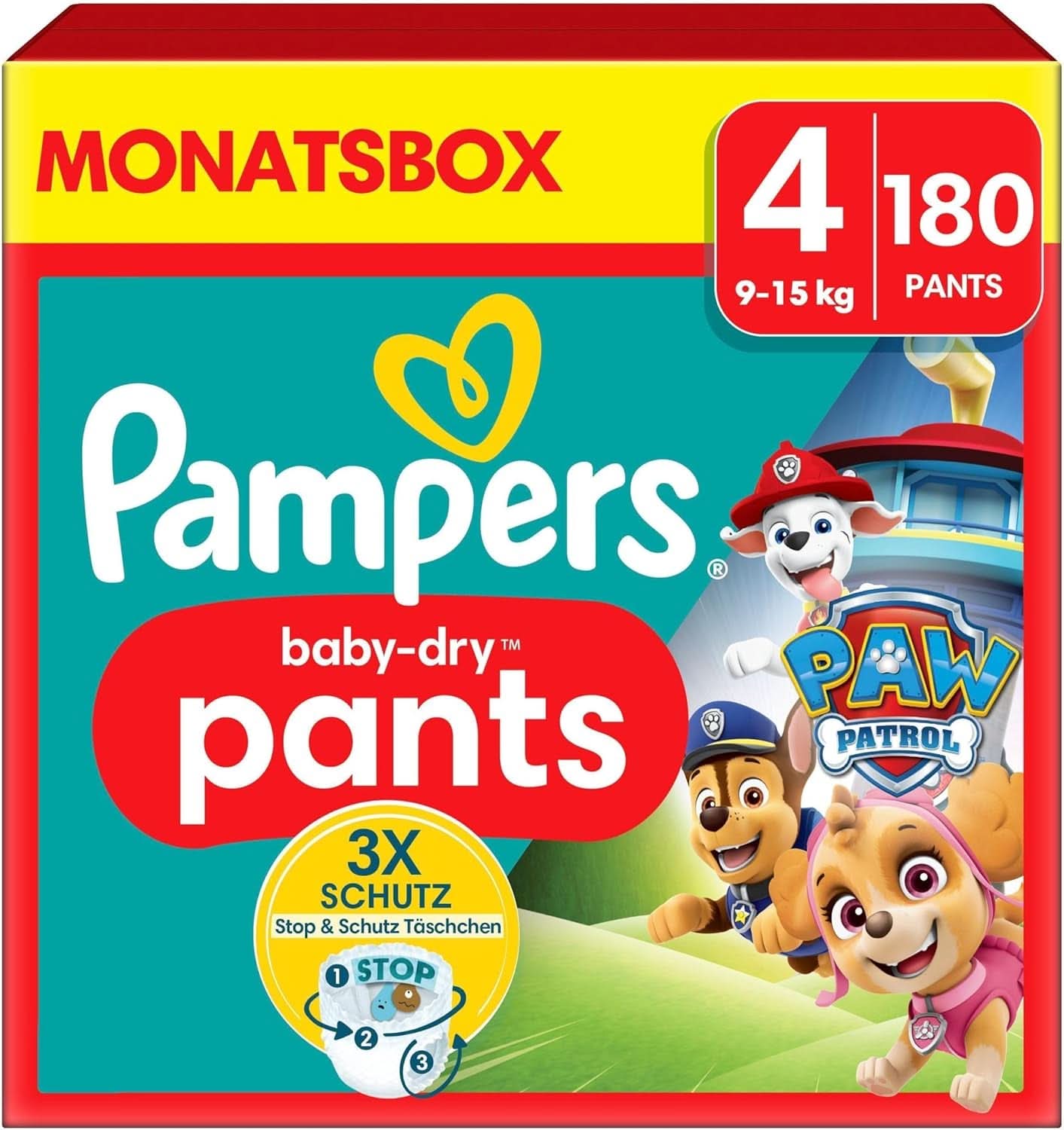 Couches Pampers Paw Patrol Pants taille 5 (12-17Kg) Baby-Dry, Junior avec poche Stop and Protect, BOITE MENSUEL, 160 couches Naty Shop