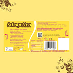 Schogetten pour enfants, barre de chocolat 100g, chocolat au lait fourré au lait crémeux, en portions pratiques. Un délice. Pièce par pièce.