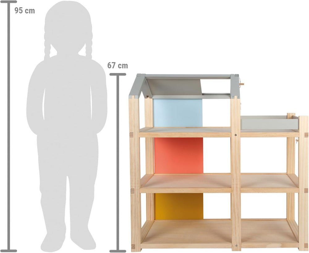 Maison de poupée en bois de couleur naturelle Small Foot - 3 étages avec toit-terrasse et ensemble de meubles de 51 pièces encourage le jeu créatif, convient aux enfants de 3 ans et plus 12541 Naty Shop Maisons de poupées