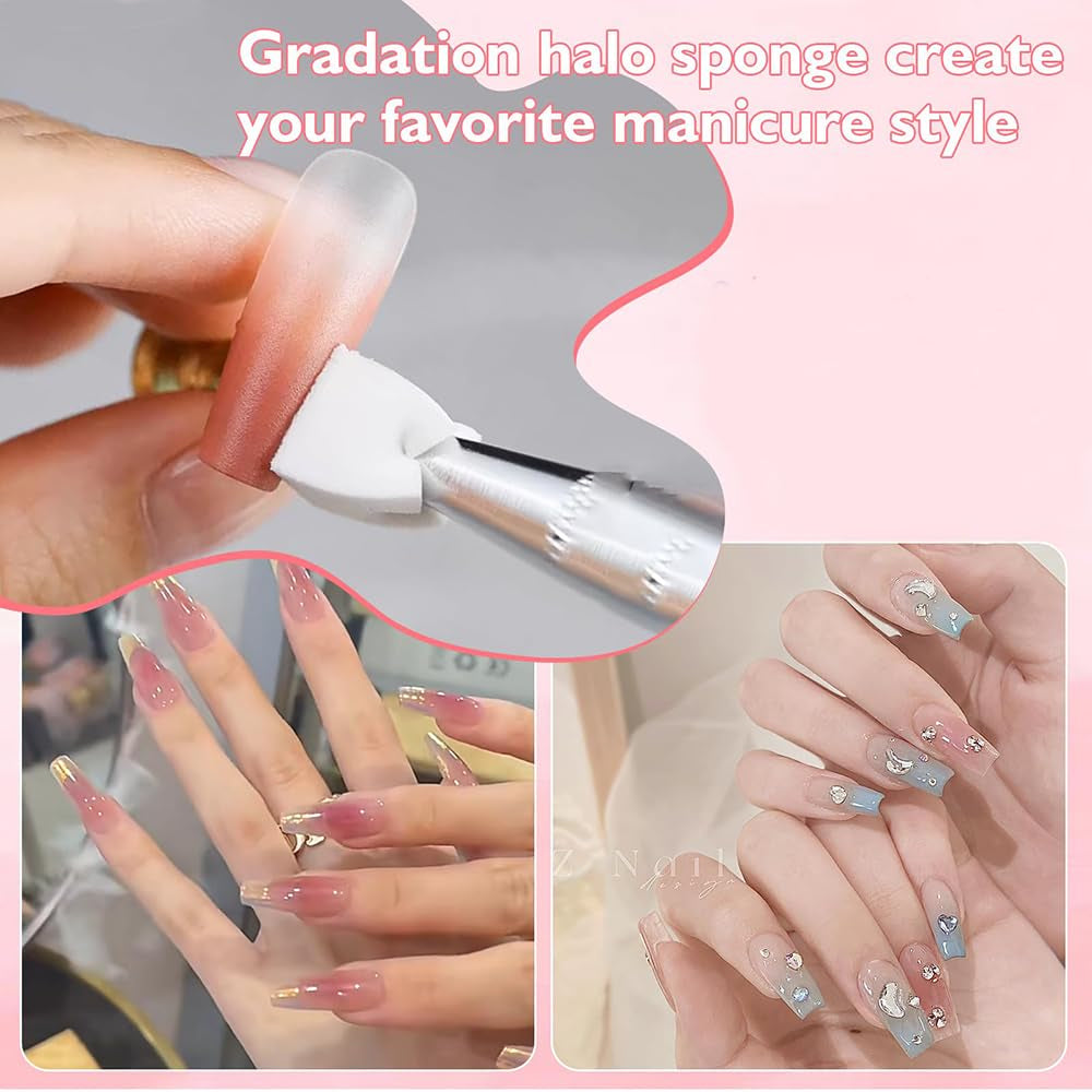 Nagelkunst Schwammpinsel,100 Stück Nail Art Schwämme Mit Metallgreifer,Nagels Zubehör Sponge,Nagel Pinsel,Maniküre Zubehör Für Nägel,Um Eine Vielzahl Von Gradient Nail Art Patterns Zu Erstellen