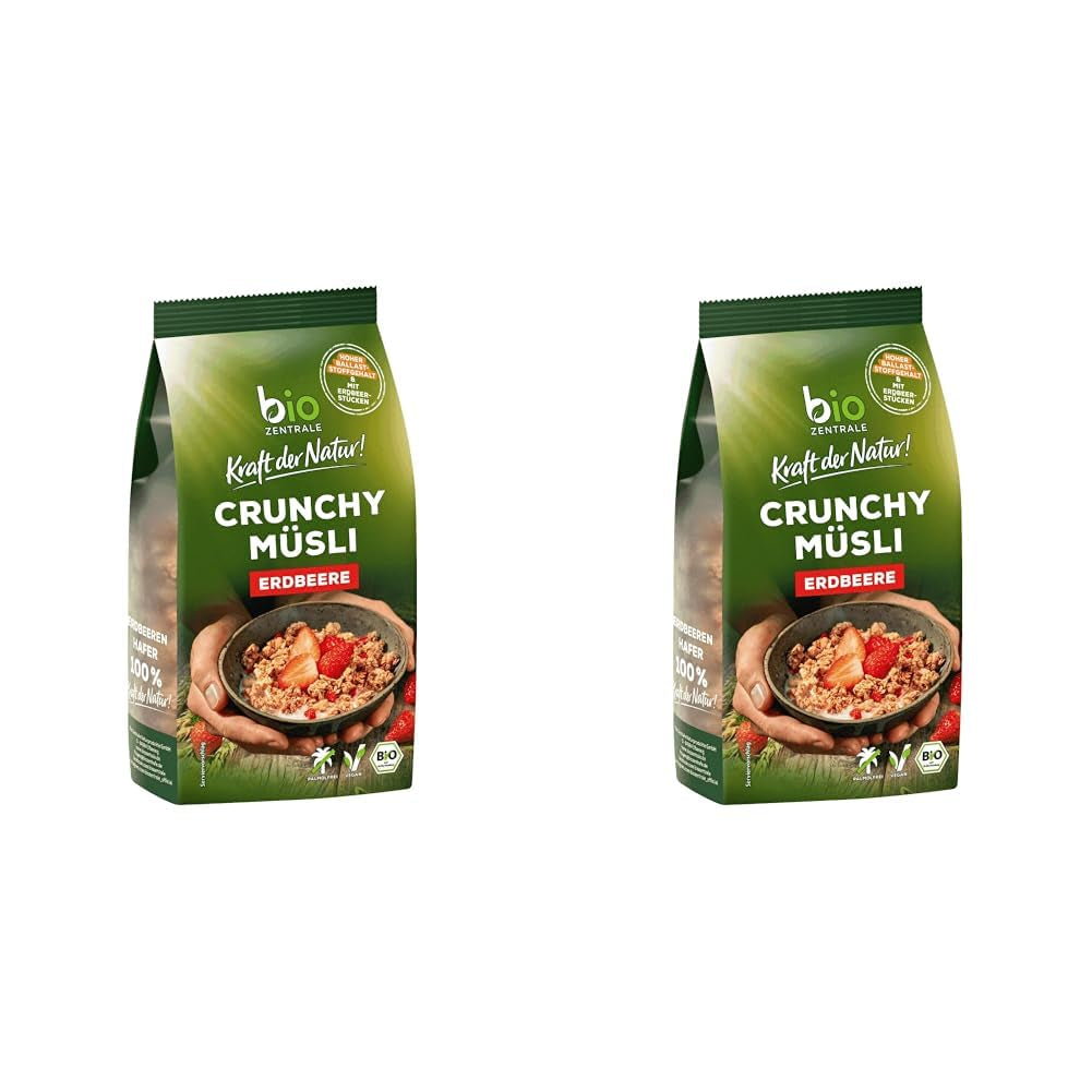 Muesli croustillant aux baies Biozentrale | 375 g de Muesli bio | Idéal pour le petit-déjeuner et votre tasse de muesli à emporter | Une alternative aux barres de muesli