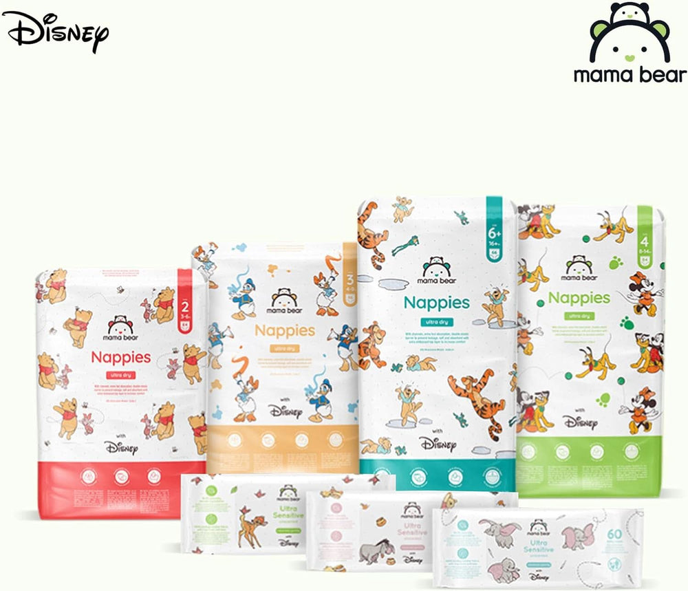 Couches Mama Bear Disney Ultra Dry taille 4 (8-14 kg), blanc, 84 pièces (1 paquet) Naty Shop