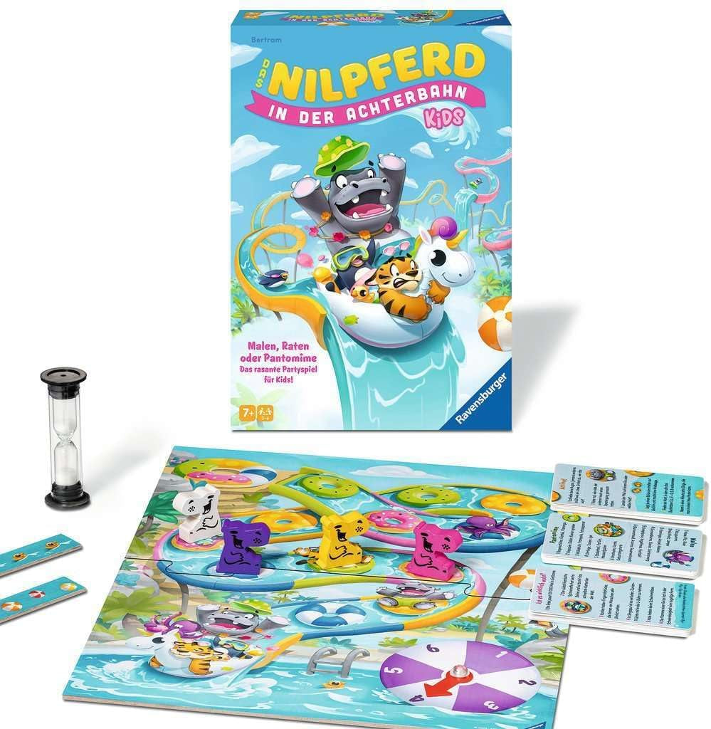 Ravensburger 22361 - L'hippopotame de Roller Coaster Kids - Jeu de société pour enfants et familles à partir de 7 ans pour 3 à 6 joueurs - Jeu de fête, jeu de réveillon du Nouvel An, jeu pour enfants