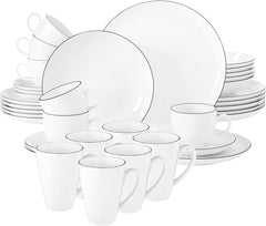 Seltmann Weiden - Lido Black Line - service de table 36 pièces - porcelaine (dont 6 tasses à café)