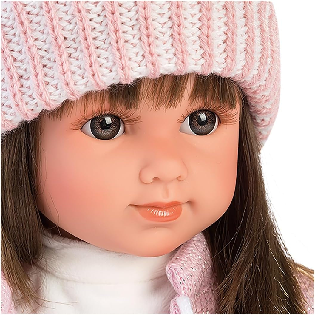 Llorens 1053528 Poupée Sara aux cheveux bruns et aux yeux marrons, poupée tendance au corps doux avec tenue tendance, 35 cm