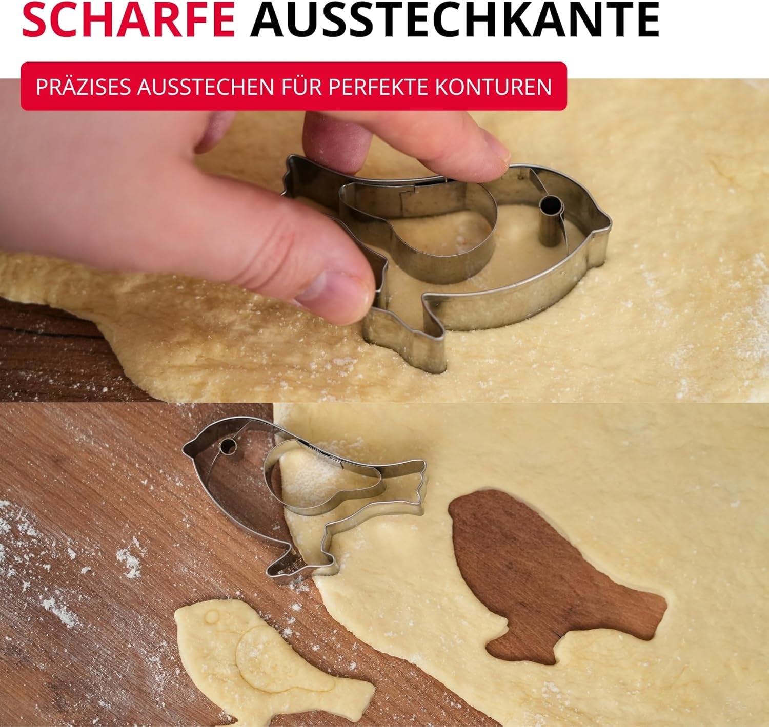 Westmark Sparrow Emporte-pièce – Emporte-pièce en acier inoxydable – Forme précise pour biscuits, pâte et plus encore – Emporte-pièces de Pâques et de Noël, 8 cm