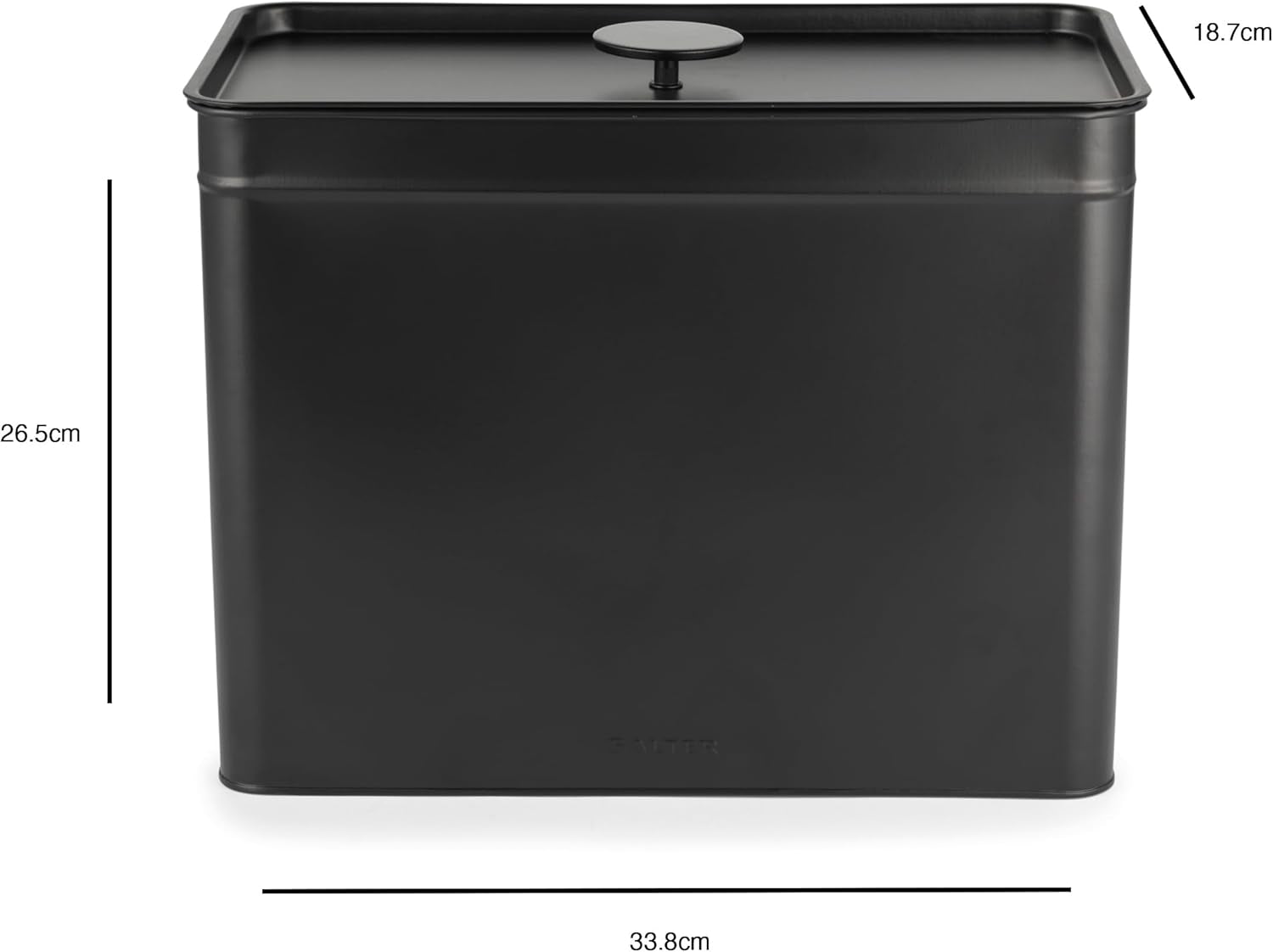 Salter BW12614EU7 Kuro Boîte de Rangement - 4 Récipients de Cuisine Pain/Thé/Café/Sucre Boîtes de Rangement Carrées Facile à Nettoyer Garder Les Aliments Frais Noir Boîtes de Rangement des Aliments Naty Shop