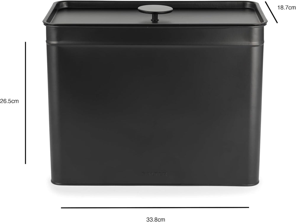 Salter BW12614EU7 Kuro Boîte de Rangement - 4 Récipients de Cuisine Pain/Thé/Café/Sucre Boîtes de Rangement Carrées Facile à Nettoyer Garder Les Aliments Frais Noir Boîtes de Rangement des Aliments Naty Shop