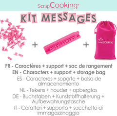 ScrapCooking 3700392420413 Ensemble de tampons à biscuits chiffres et lettres – pour fondant, biscuits, pâtisserie – matrices décorées sur mesure, plastique, rose