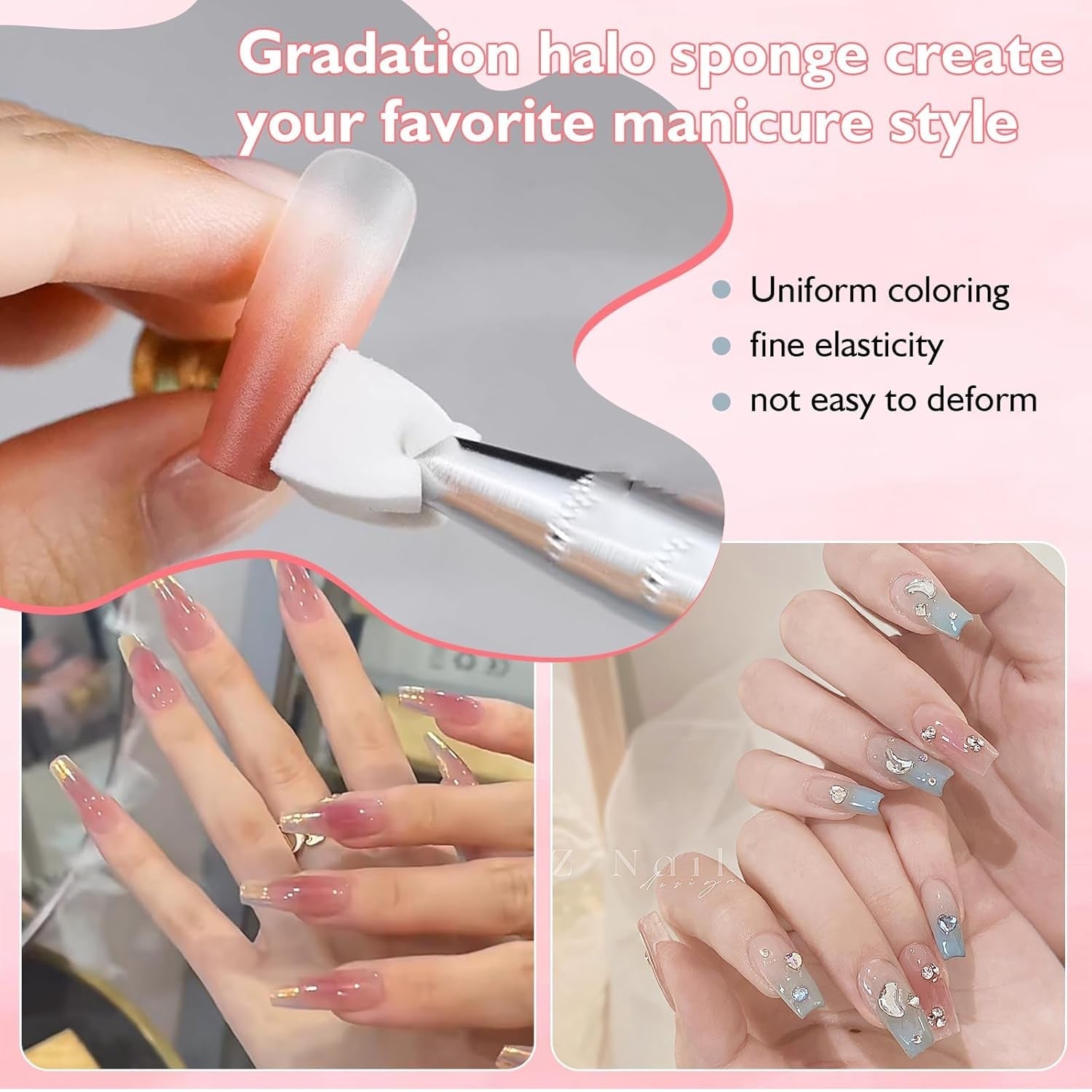 200 pièces Nail Art Schwamm Mit Metallgreifer,Nagelkunst Rendering Werkzeuge Mit Greifer,Éponge Nagel Pinsel,Nageldesign Zubehör Für Nail Art Rendering