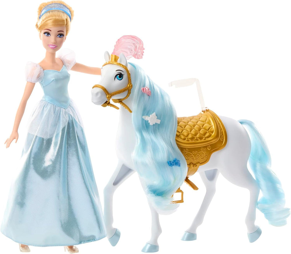 Mattel DISNEY Poupée mobile Princesse Cendrillon avec tenue scintillante, chaussures et diadème amovibles, cheveux coiffables pour s'amuser en coiffure, 3 ans et plus, HLW06 Naty Shop Dolls sellées et prêtes pour le bal