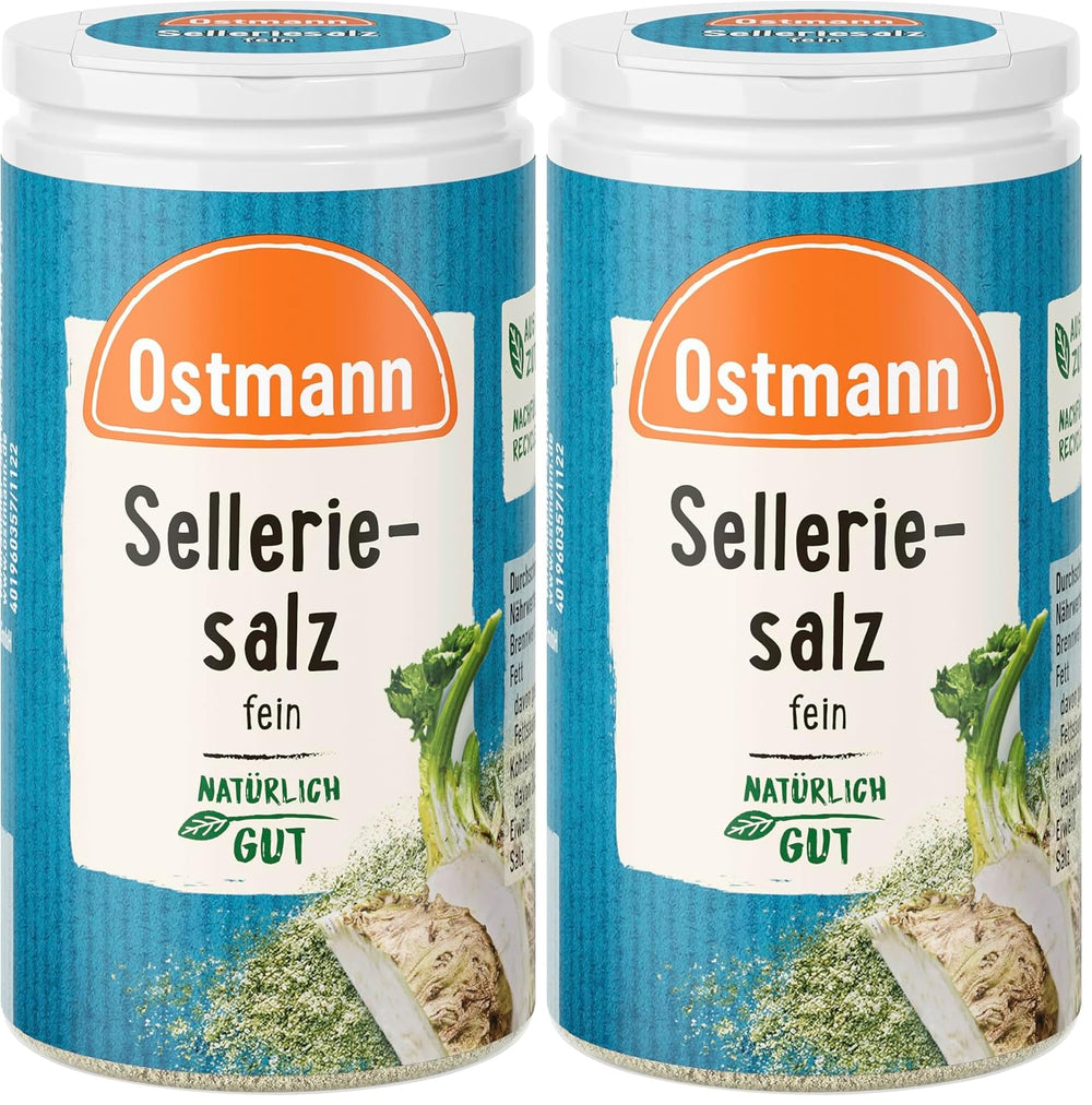 Ostmann Gewürze - Sel de céleri | Zum Verfeinern zährlicher herzhafter Gerichte | Recycler, nachfüllbare Streudose | 50 g dans une passoire