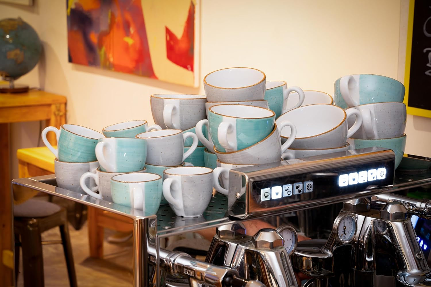 Creatable 34042 Vintage Nature Aqua Series Service de table 8 pièces pour 4 tasses à café en porcelaine, passe au lave-vaisselle et au micro-ondes, fabriqué en Europe