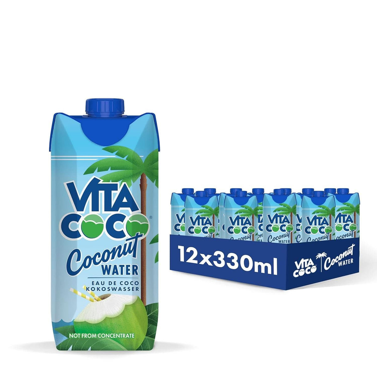 Vita Coco Eau de Coco Pure 12 X 330 ml, hydratant naturel aux électrolytes, sans gluten, riche en vitamine C et potassium Boissons sans alcool Naty Shop