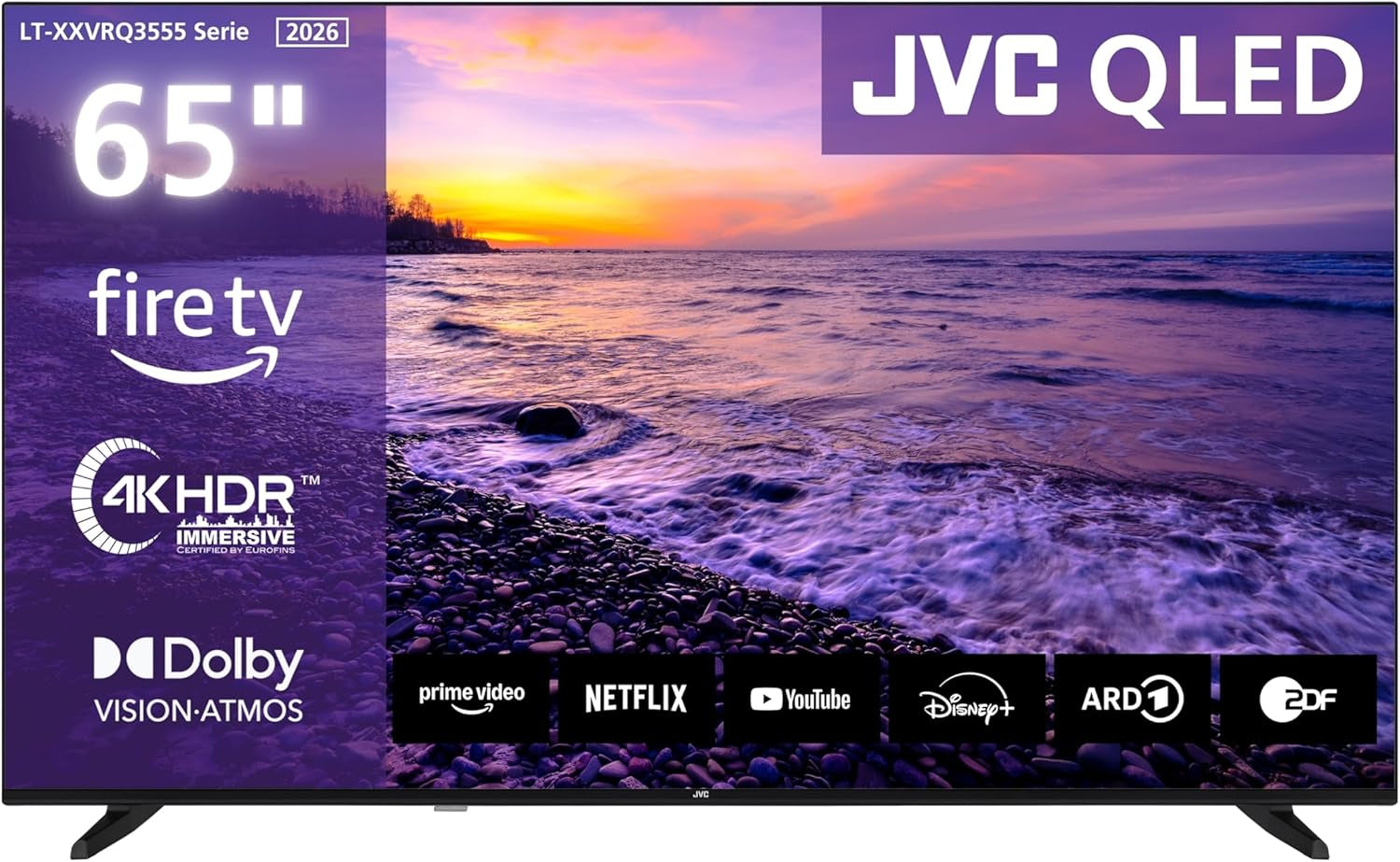 JVC Fire TV de 40 de inci, Smart TV Full HD, HDR, cu control vocal Alexa și tuner triplu, televizor LED LT-40VRF3555 (2026)