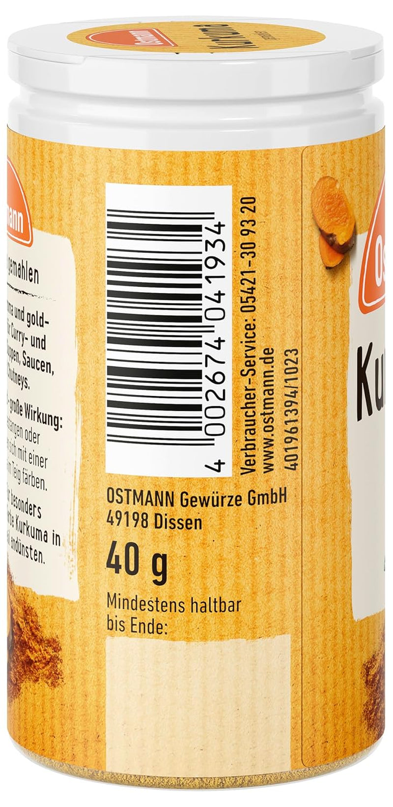 Ostmann Gewürze - Kurkuma gemahlen | Recettes parfaites pour le curry et le fromage | Verleiht Gerichte eine goldgelbe Farbe | Ingrédients naturels | 40 g dans Der Streudose