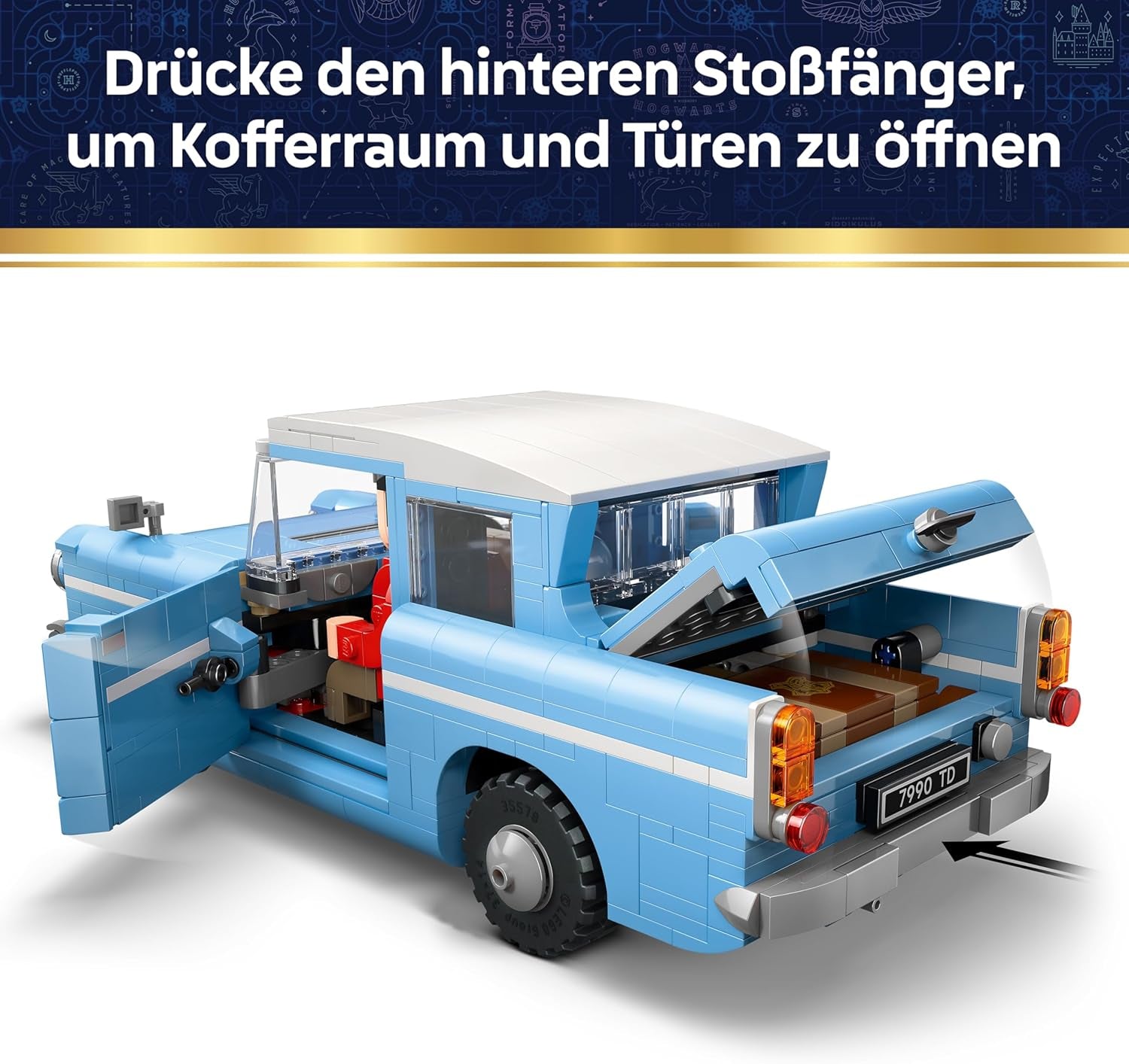 LEGO Harry Potter Fliegender Ford Anglia - Auto Set für mit 3 Figuren zum Spielen und Ausstellen - 3D Modellbau für Männer - Geschenk zum Vatertag - 76470