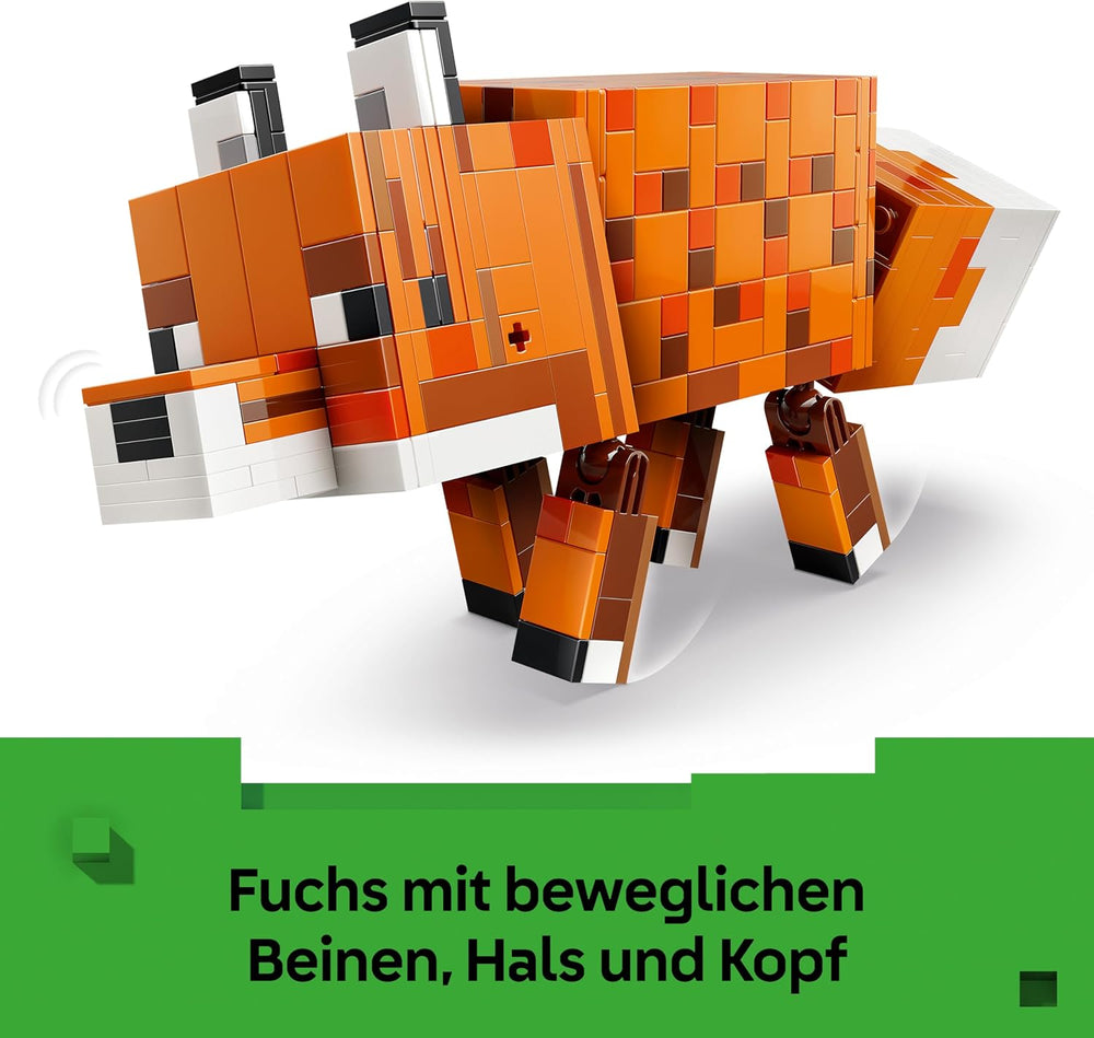 LEGO Minecraft Der Fuchs - Figurine de puzzle 3D avec accessoires - Décoration de jeu pour enfants ou zones de jeu - Jeu de jeu pour les jeunes, les filles et les fans à partir de 10 ans - 21588