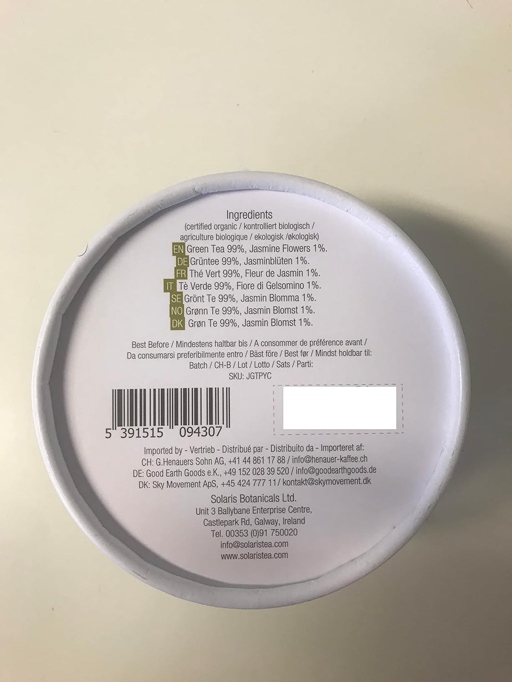 Ceai verde cu iasomie organic, 15 pliculețe de ceai din mătase, pachet de 1 (1 x 30 g)