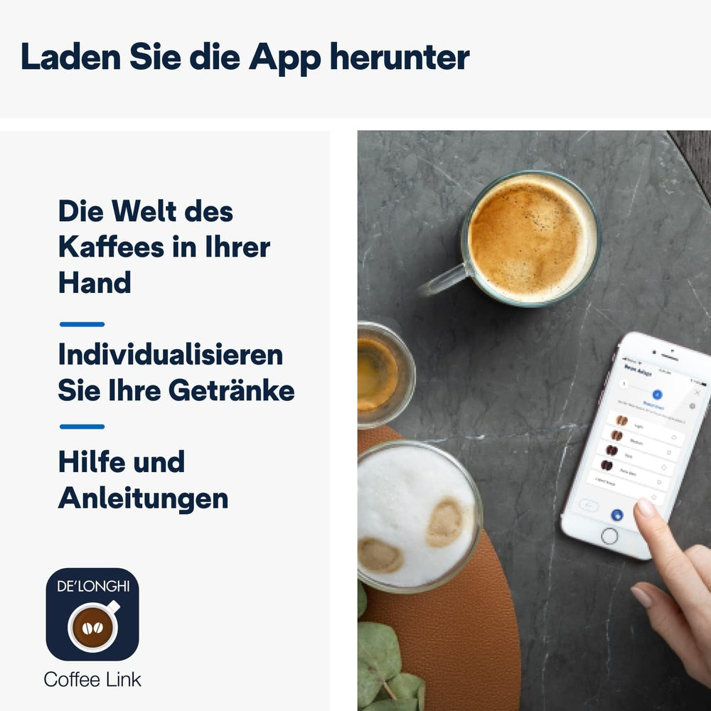 De'Longhi Dinamica Plus ECAM 370.70.B Machine à expresso entièrement automatique avec système de lait LatteCrema, cappuccino et expresso, écran tactile couleur TFT 3,5 pouces et contrôle par application, fonction café, noir
