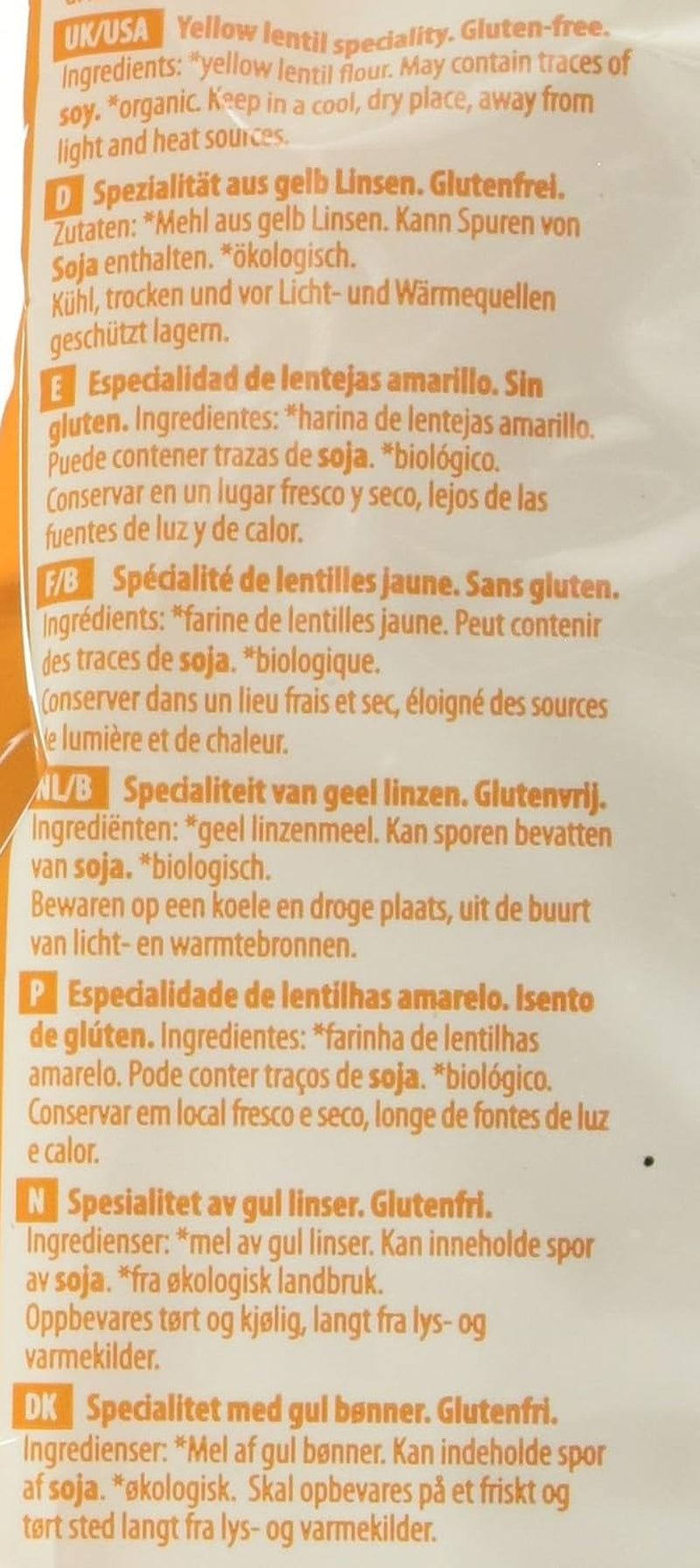 Penne aux lentilles jaunes, paquet de 12 (12 x 250g)