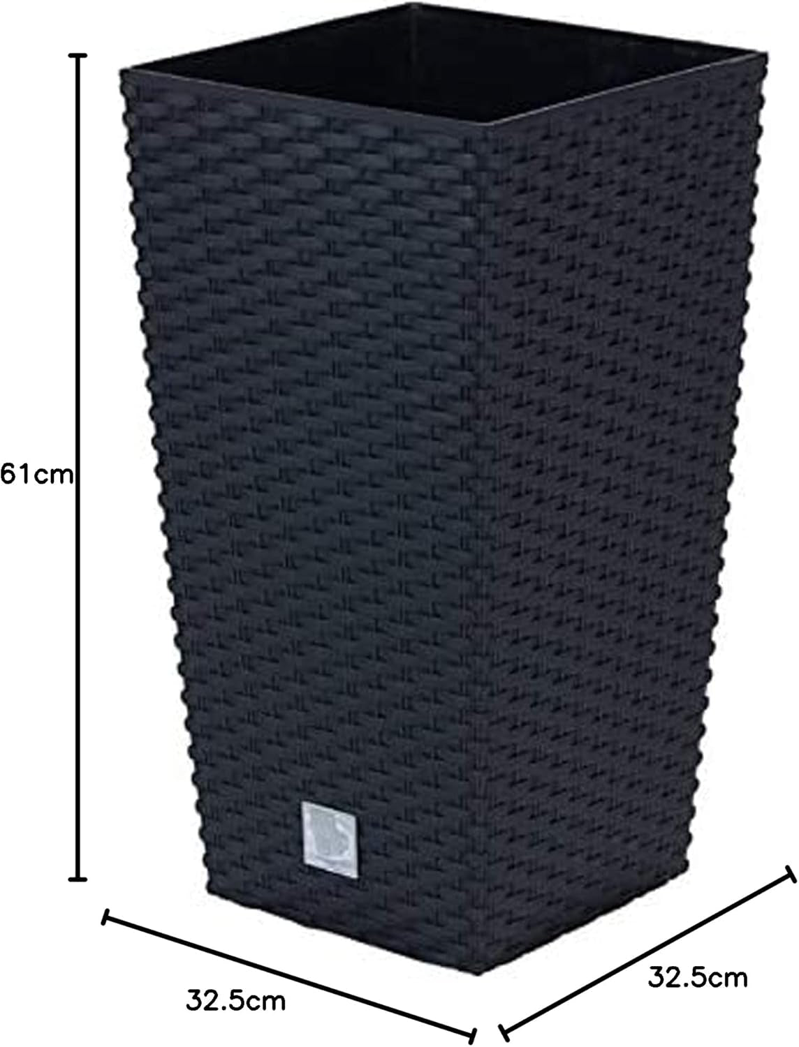 Pots/pots Prosperplast aspect rotin avec insert | 32,5 x 32,5 x 61 cm | anthracite | résistant aux intempéries et aux UV | en plastique robuste | pour intérieur et extérieur