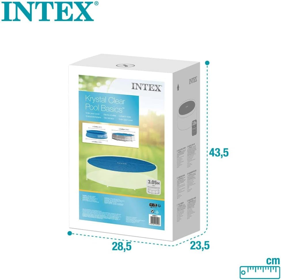 Bâche solaire pour piscine Intex Easy and Frame 305 cm de largeur, épaisseur de 120 microns, taille fabriquée : env. 290 cm, 28011 Bleu