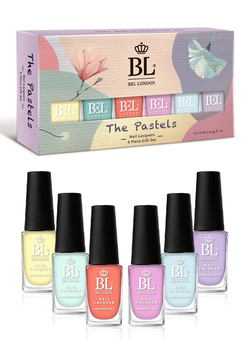 Bel London Urban Legend - Set de ojă cu uscare rapidă - Set de ojă non-toxice, ecologice și normale, fără lumină UV, pentru o manichiură perfectă acasă, 6 culori