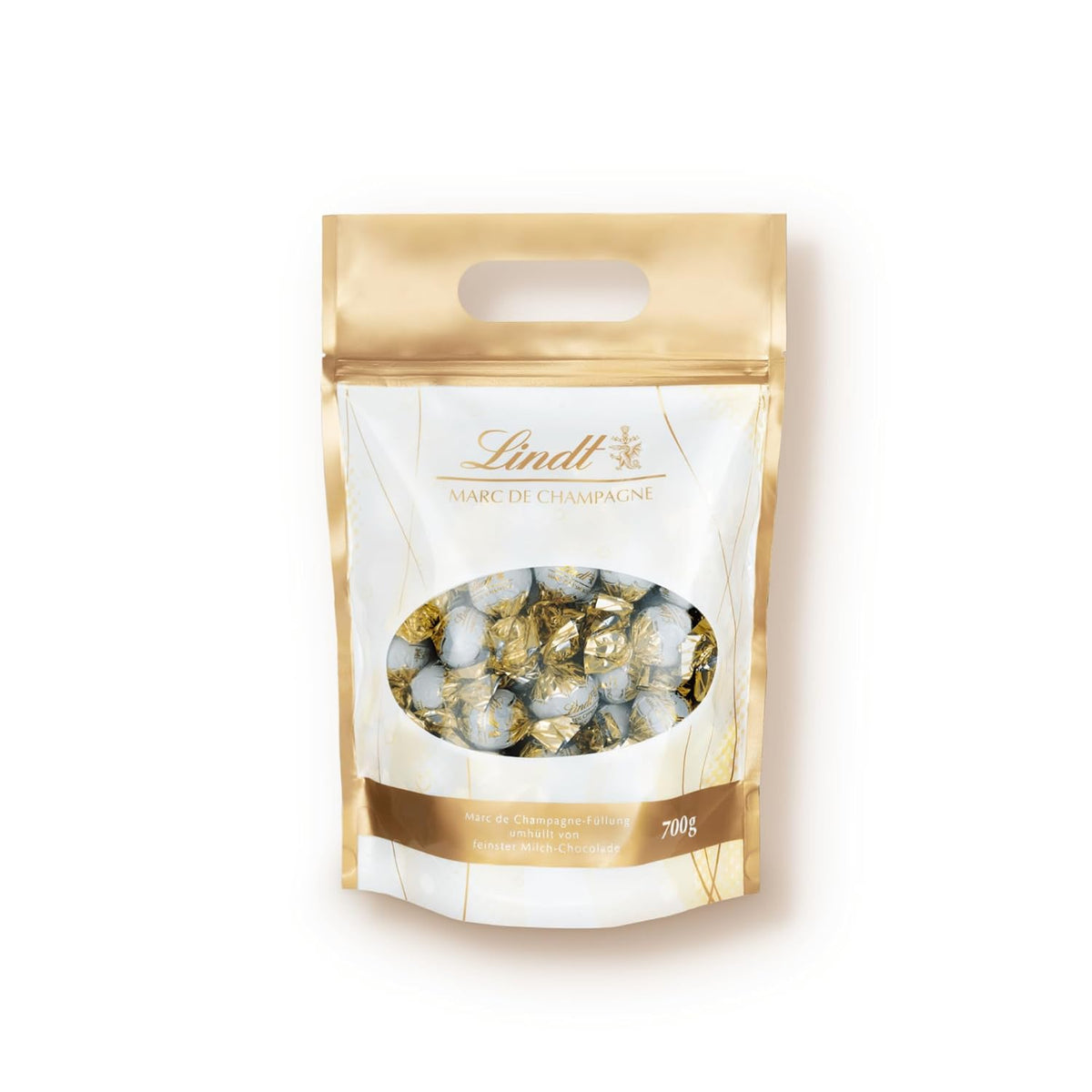 Boules de chocolat Lindt Marc de Champagne | 700 g env. 56 bonbons au chocolat au lait fourrés raffinés, contiennent de l'alcool | Colis en vrac | Cadeau de chocolat | Cadeau chocolat