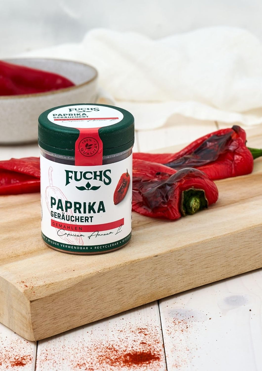 Fuchs Gewürze - Paprika geräuchert gemahlen - rauchiger Gesmack für BBQ, Gulasch ou Tofu - Ingrédients naturels - 60 g dans une dose variable, recyclable