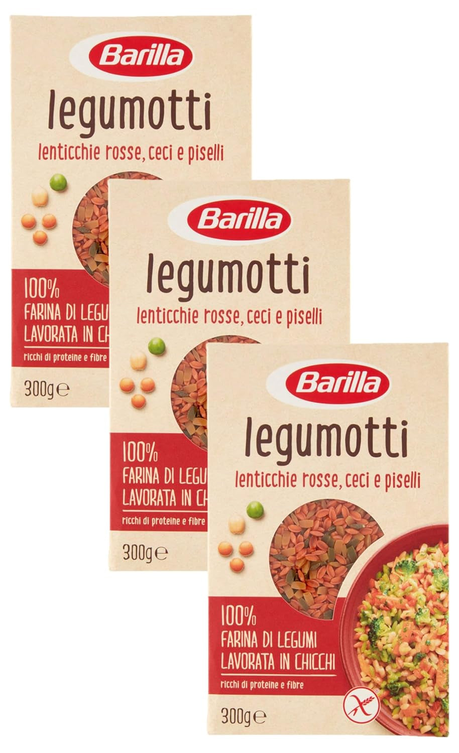 Barilla Risoni de légumineuses - lentilles rouges et pois chiches, 1 paquet (1 x 300g)