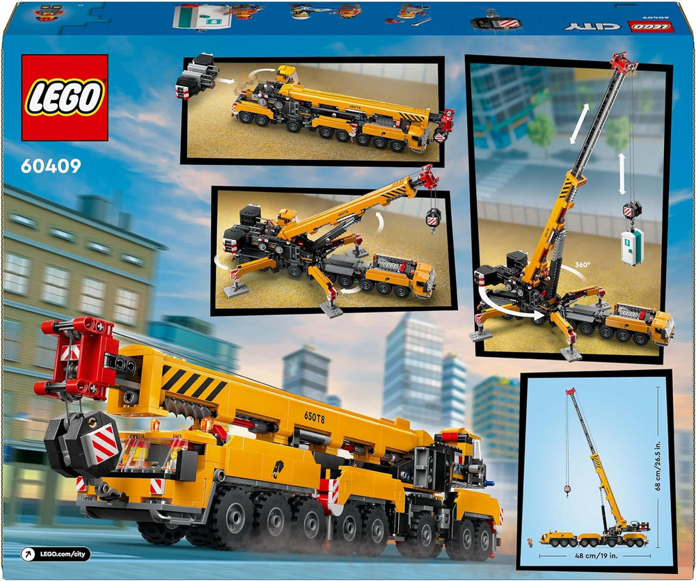 Grue de construction mobile LEGO City, jouet de construction pour garçons et filles, cadeau créatif pour enfants, bras long extensible, 4 figurines d'ouvriers de la construction pour jeu de rôle 60409 Besuche den LEGO-Store
