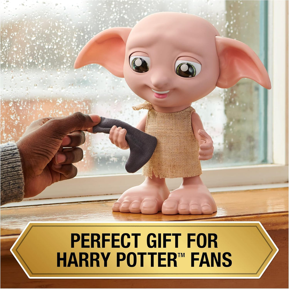 Spin Master 6067280 Wizarding World Harry Potter Poupée-chaussette interactive magique Dobby Elf, plus de 30 sons et phrases, 21,6 cm, jouet pour enfants, noir